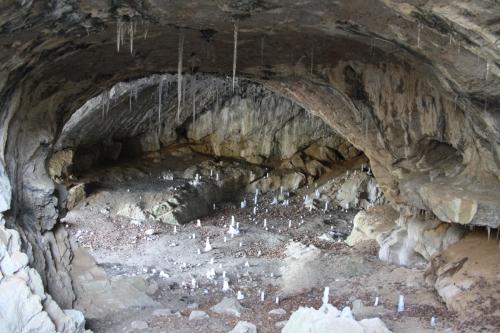Eistropfsteine in der Feldhofhöhle